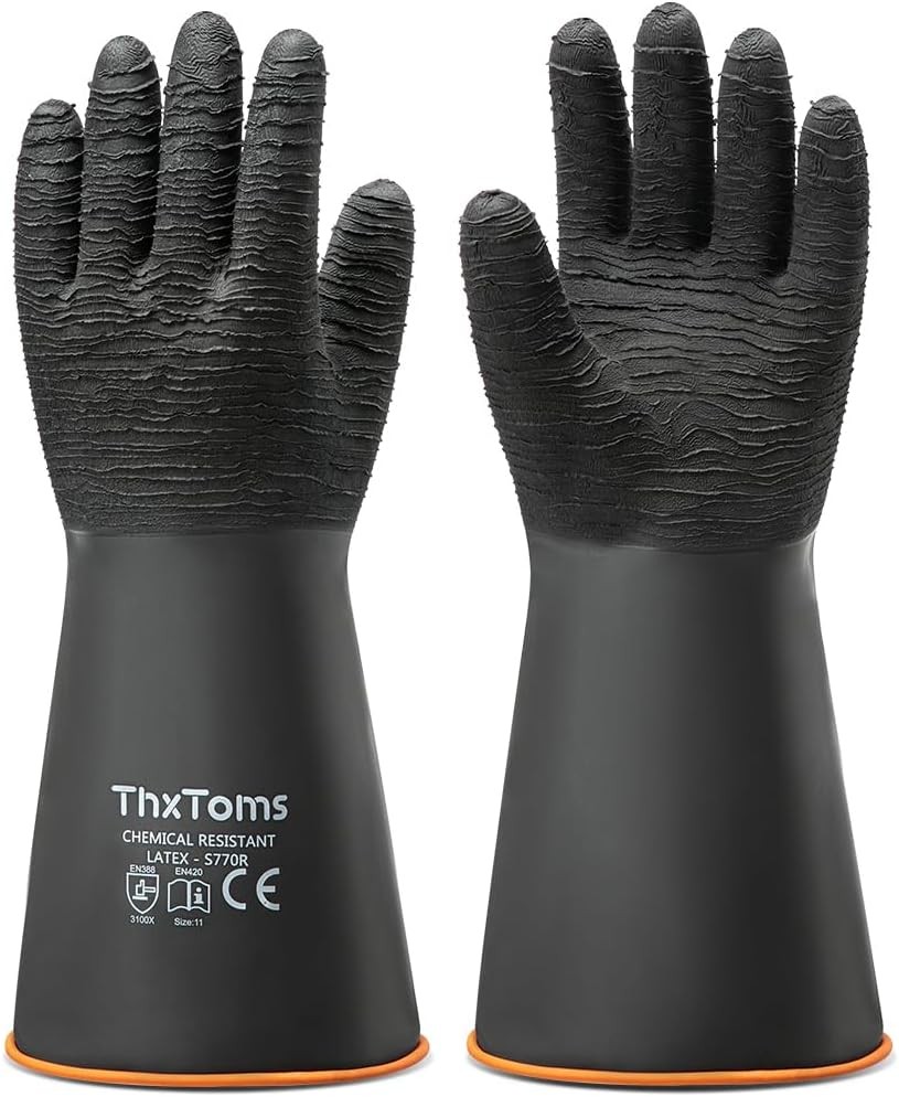 Heavy Duty Rubber Gloves, Industrial Chemical Resistant Gloves Waterproof