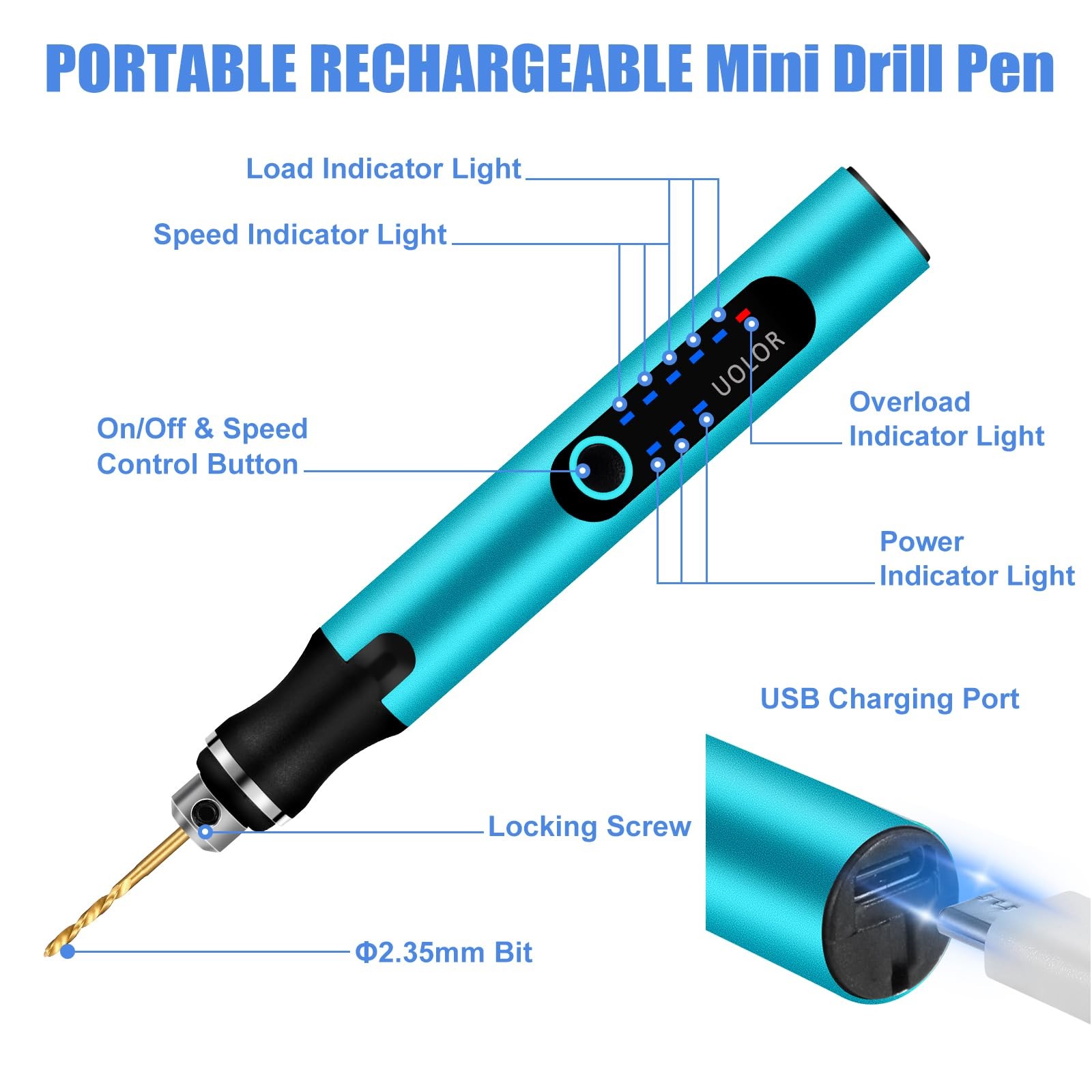 3-Speed Cordless Mini Drill Pen, Rechargeable DIY Electric Hand Drill with 10...