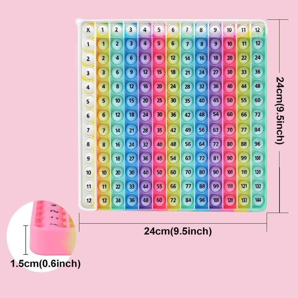 12x12 Multiplication Game Table Kids Math Learning Posters, Fidget Popper...