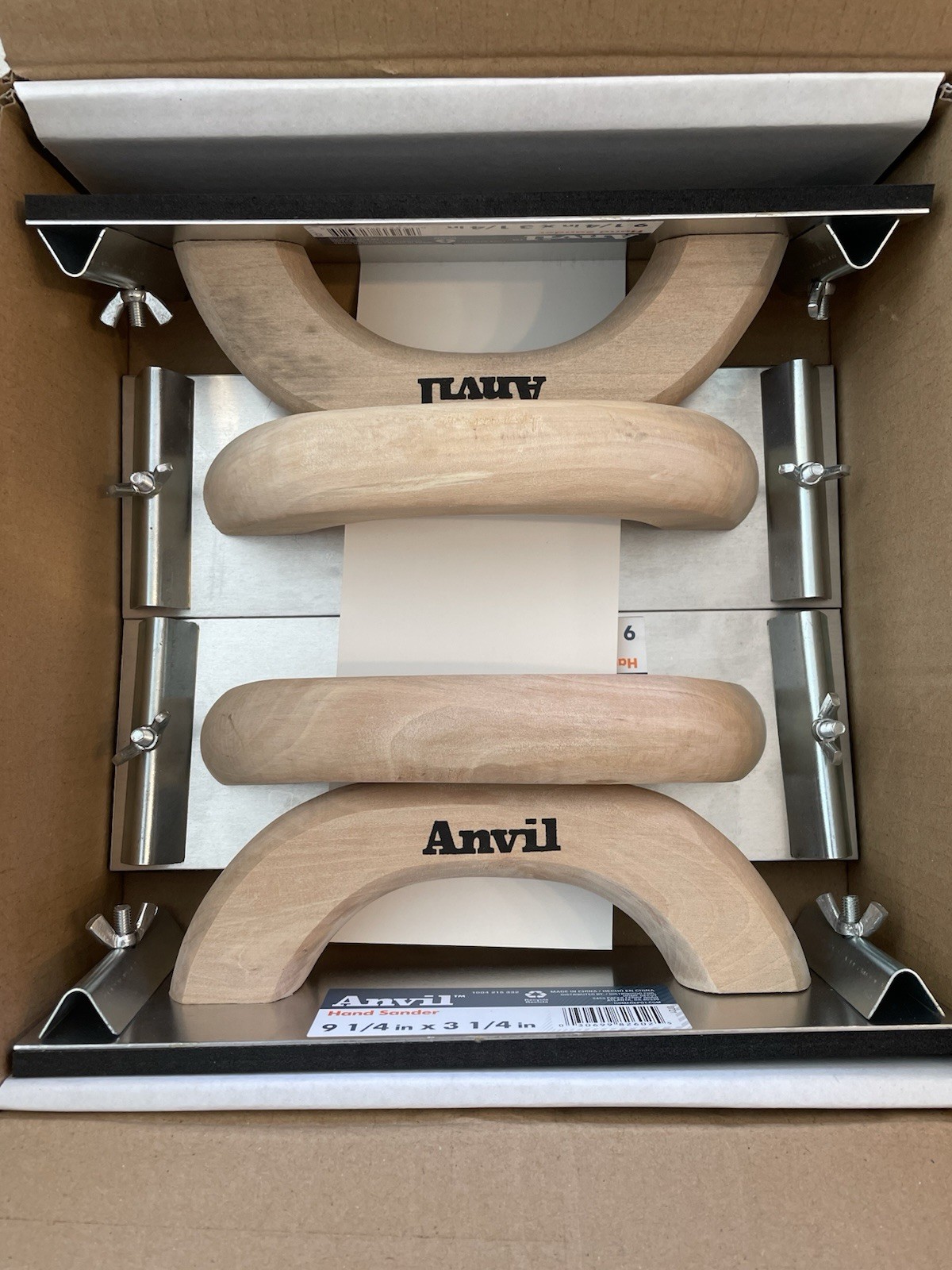 4 PACK DRYWALL Hand Sander 9-1/4" X 3-1/4" Aluminum Base / Wooden Handle ANVIL