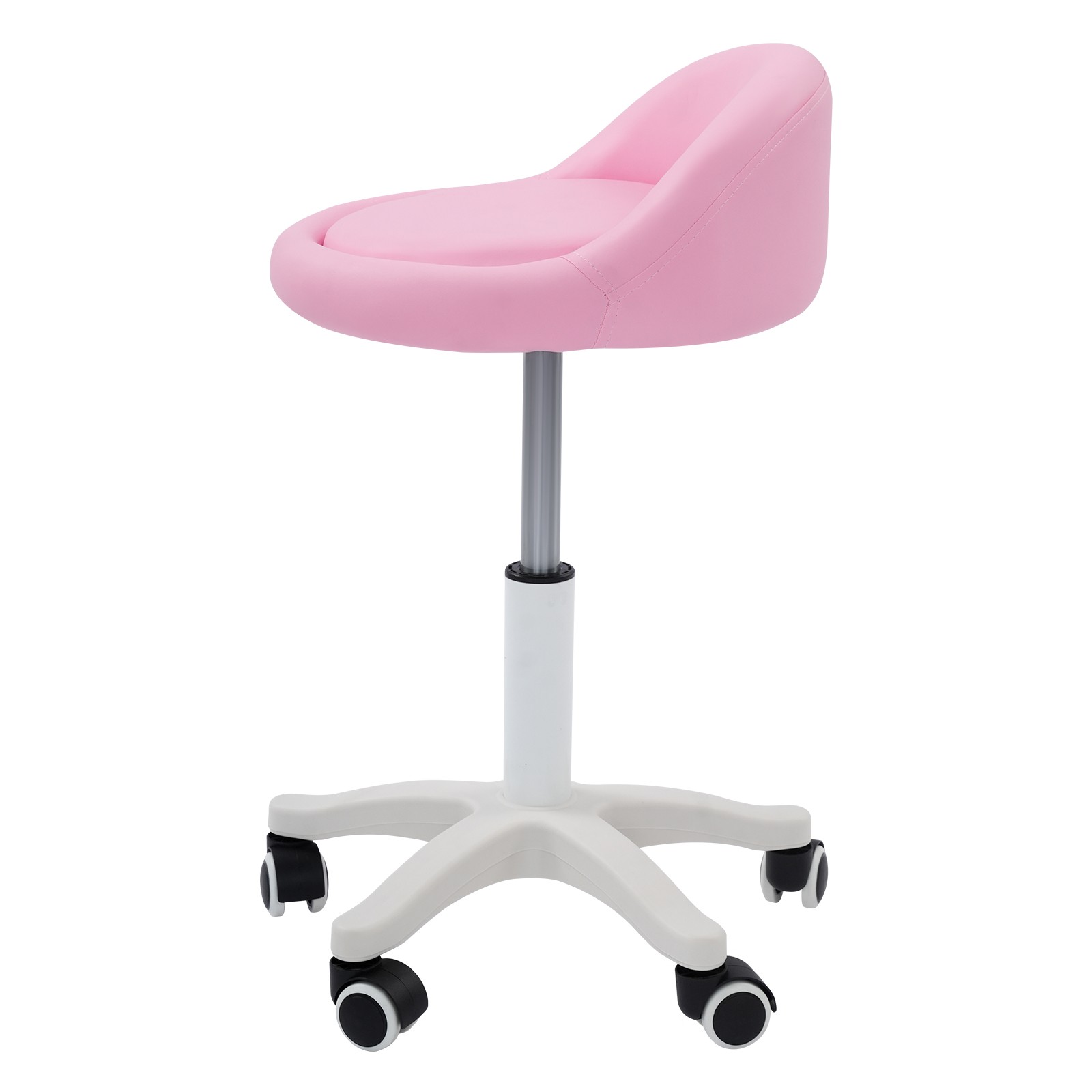 Salon Stool Pink Adjustable Height 14.57-19.69 Inch PU Leather Beauty Spa Chair