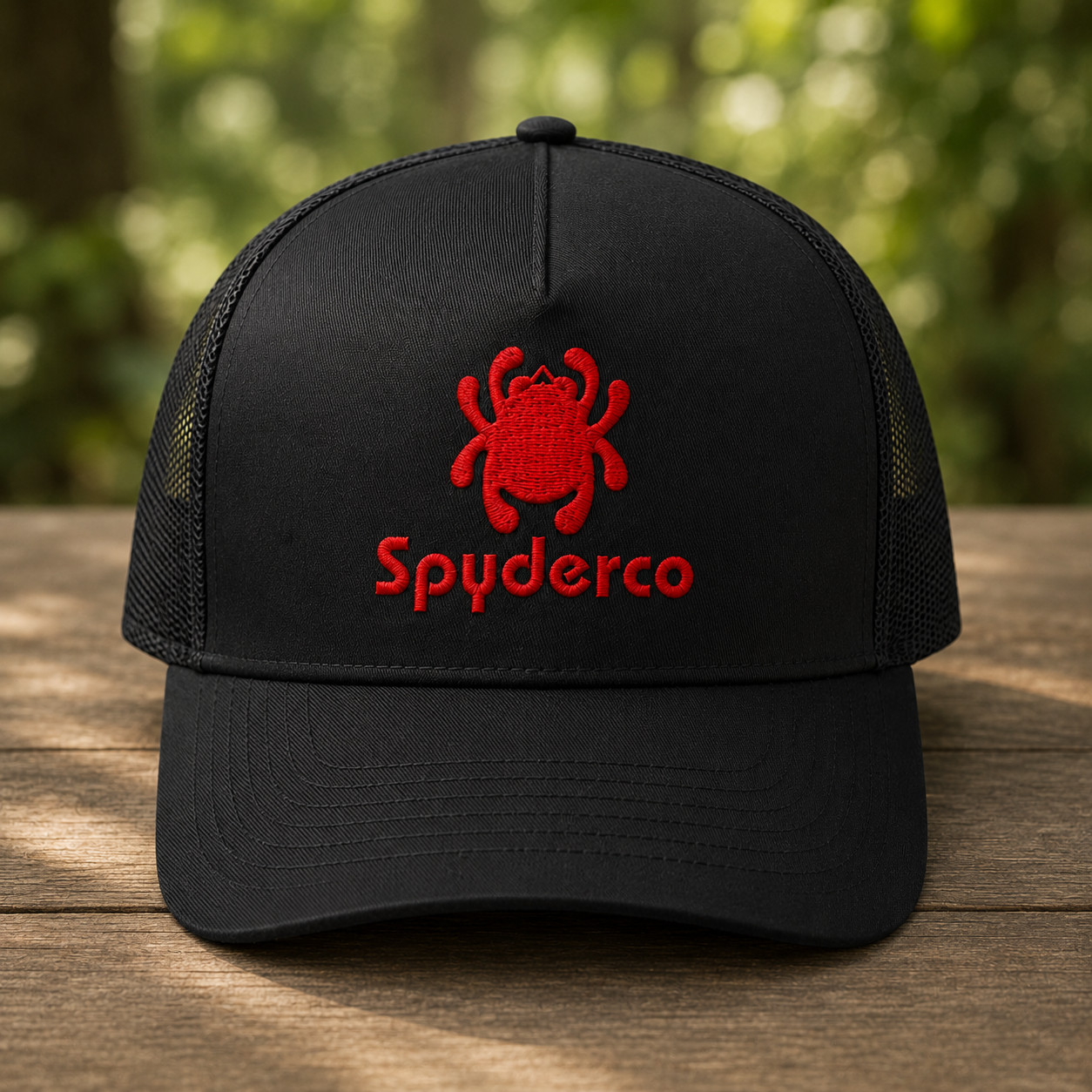 Spyderco Black Embroidered Trucker Hat Adjustable Mesh Cap Unisex