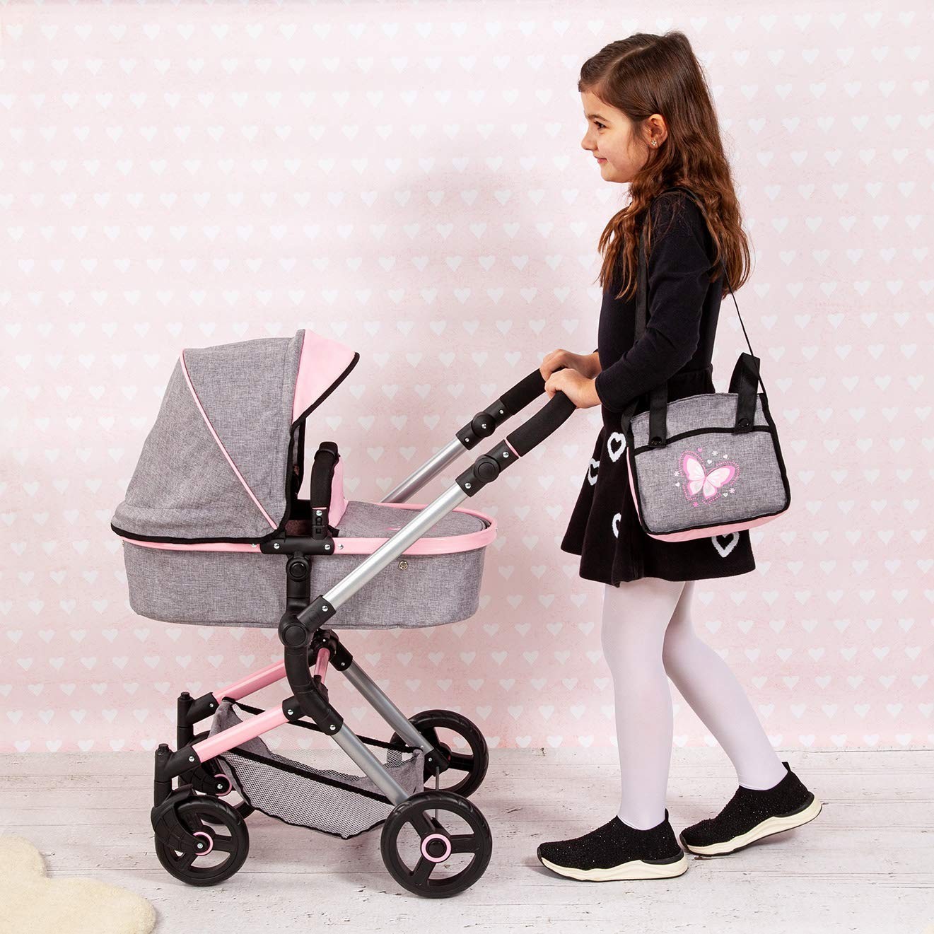 Coche Para Bebes Cochecito Para Niños Convertible Reversible Bassinet Pram Pink