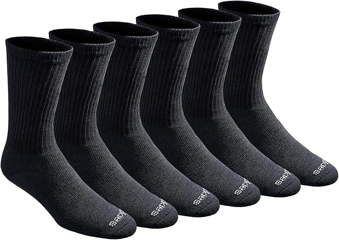 6 Pairs Dickies Men'S Dri-Tech Moisture Control Mid-Crew Comfort Length Socks, A