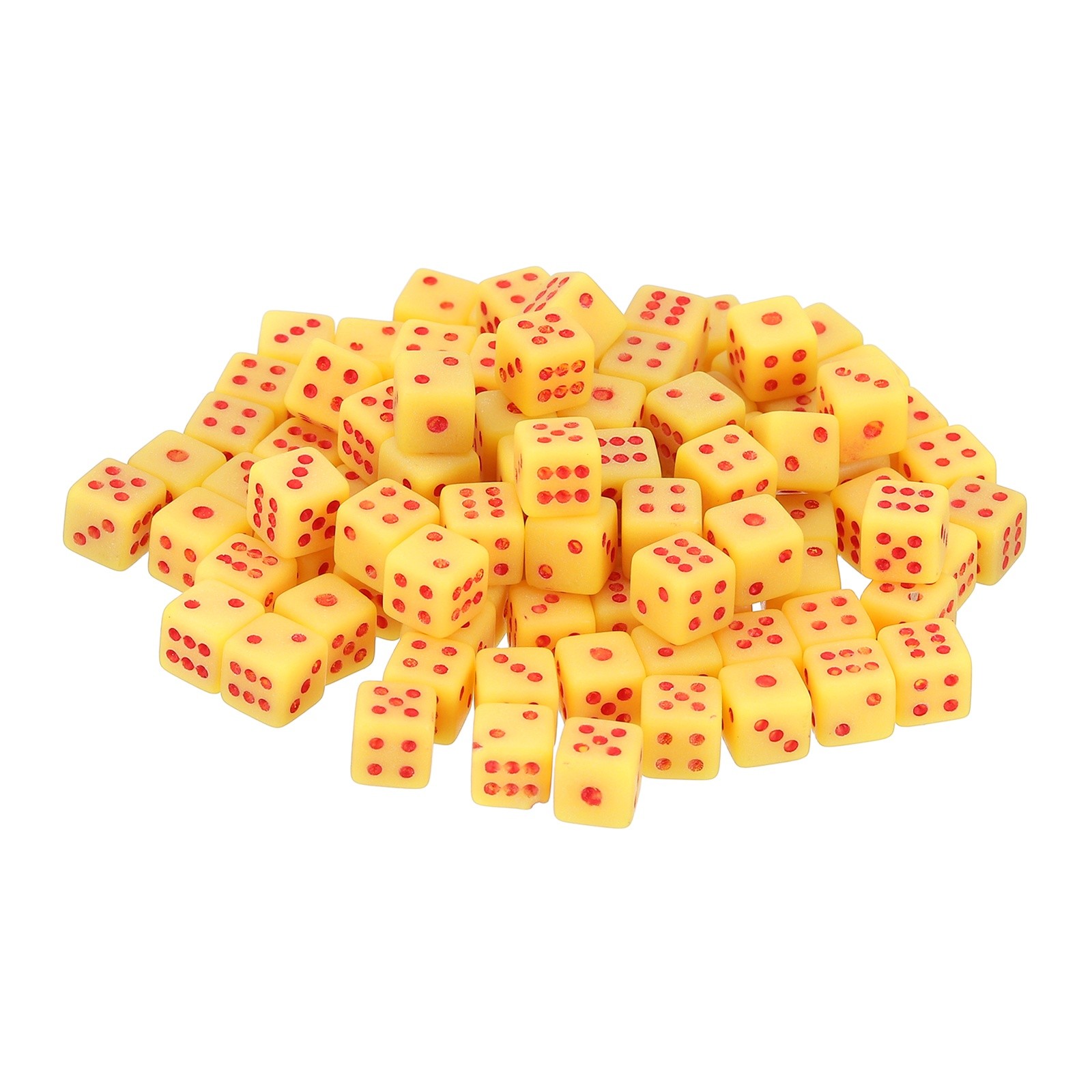 300pcs Mini Dice, 5mm/0.2" Square Dice with Acrylic Dots for Game, Yellow/Red