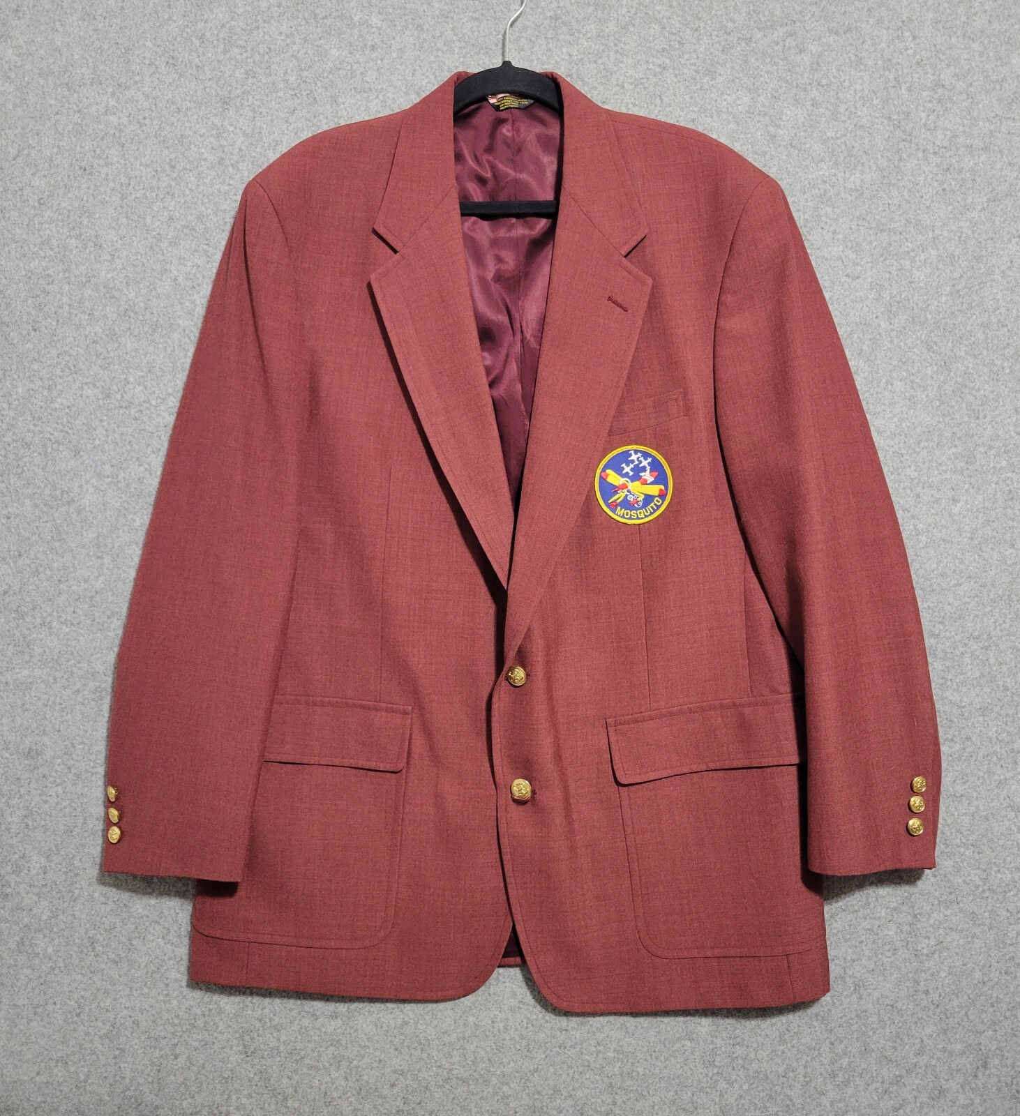 VTG Korean War Mosquito 6147th Tactical Air Patch Maroon Blazer 46 Men Airforce