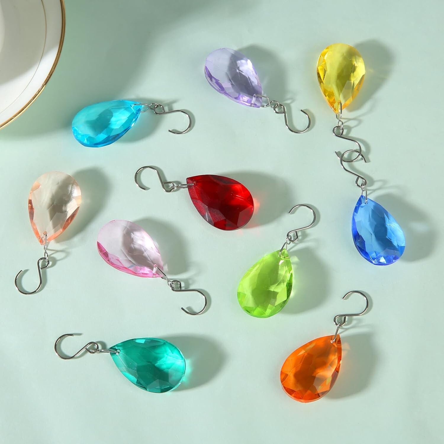 38mm Crystal Suncatcher Prism 10pcs Multicolor Teardrop Crystals Chandeliers New