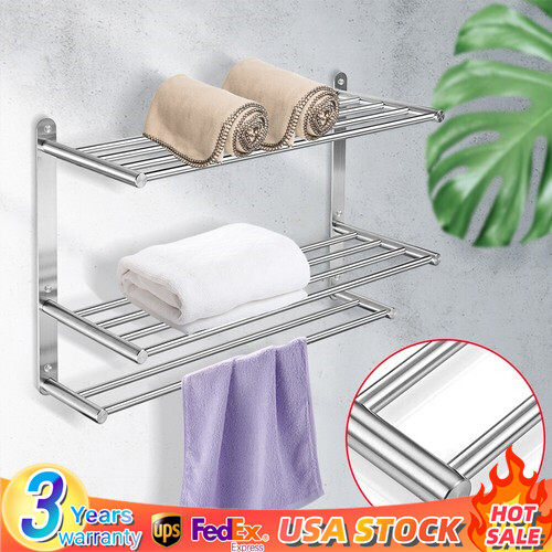Wall Mount 3 Tier Bathroom Towel Rack Stainless Steel Towel Shelf