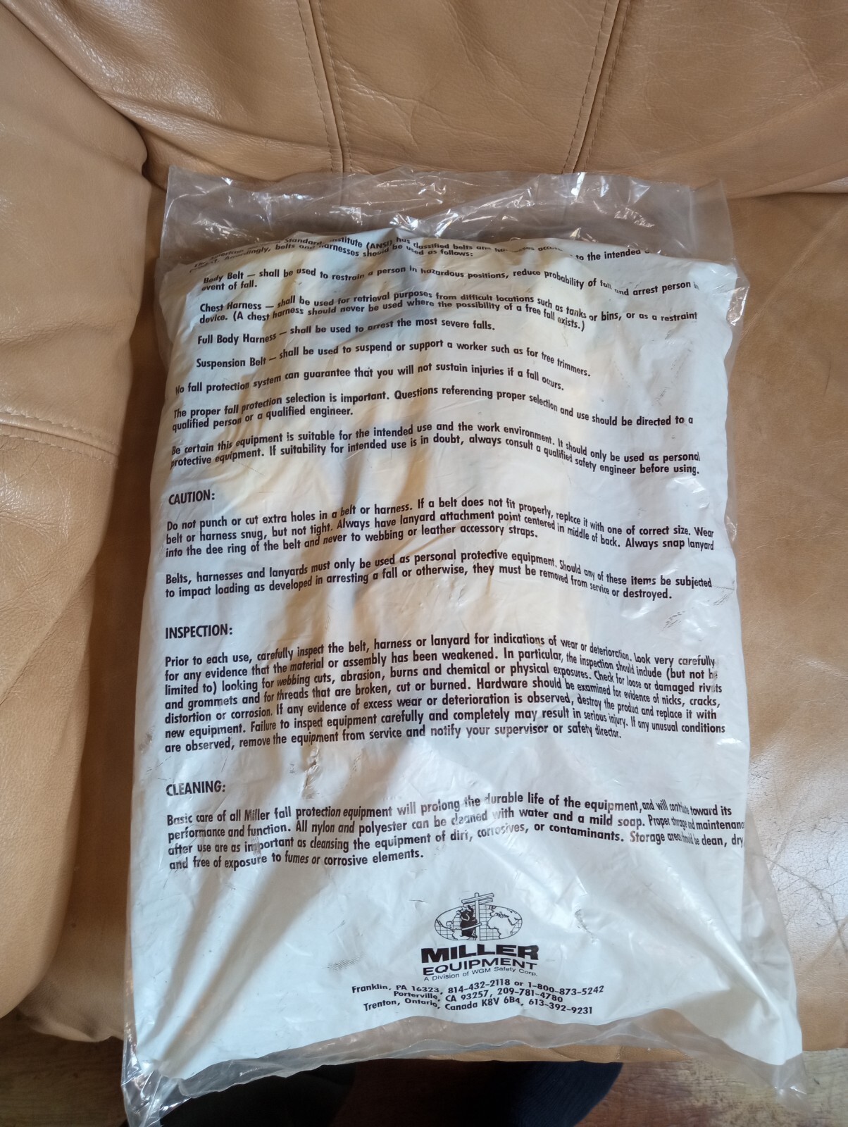 MILLER EQUIPMENT 8095 LARGE BODY UTILITY SAFETY HARNESS - NOS