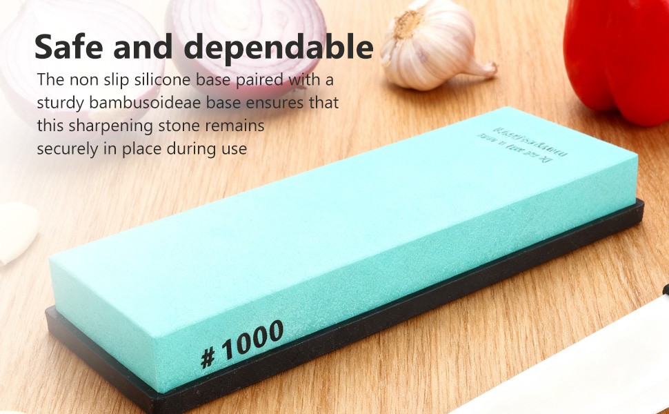 Knife Sharpening Stone Dual Side Grit With Anti Slip Silicone Base For Kitchen