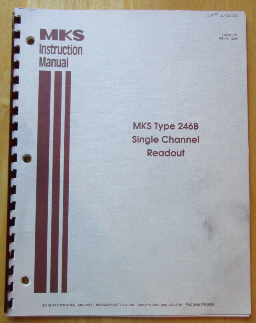 MKS Type 246B Single Channel Readout Intruction Manual REV. A 12/90 FREE SHIP