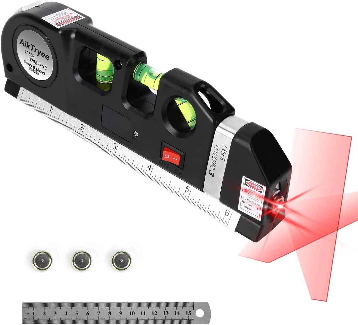 Compact 8ft Laser Level Tool for Picture Hanging and Cabinet Installation