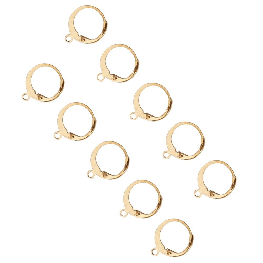 10 pcs (5 pairs) 304 Stainless Steel Leverback Earrings – Golden - 14.5mm x 12mm