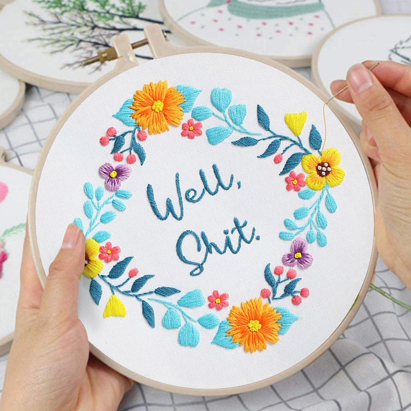 Louise Maelys 3 Sets Funny Embroidery Kits for 22 cm x 23 x 4 cm, kit-12