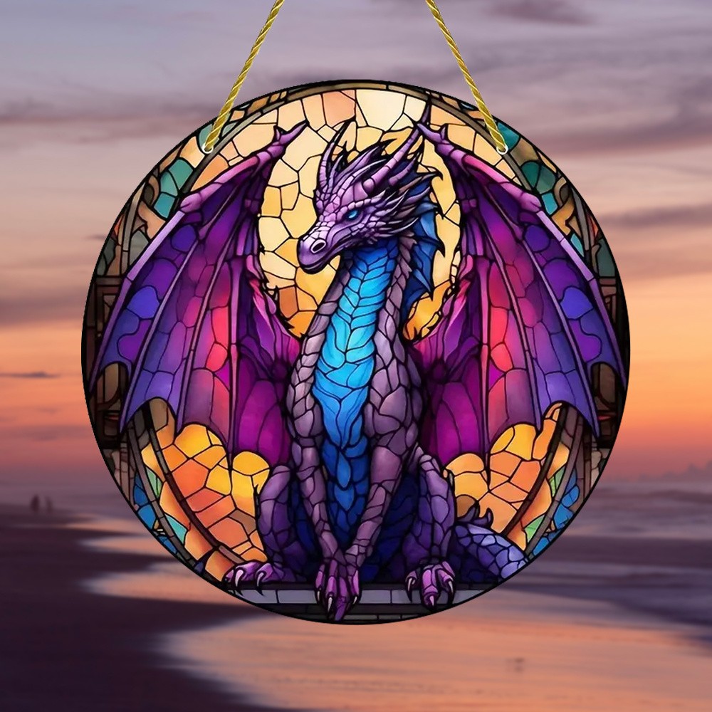 Acrylic Sun Catcher Purple Dragon Fantasy Dragon Hanging Ornament Home Decor