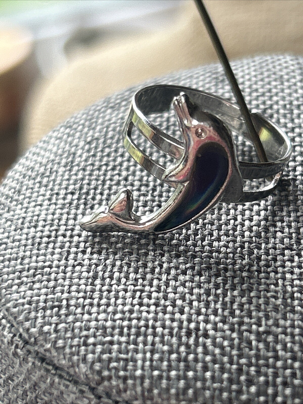 SILVER Toned DOLPHINS TOE RING