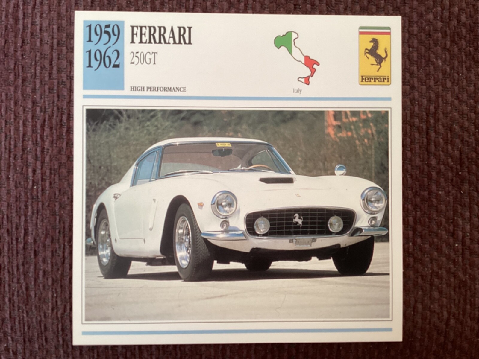 Ferrari  250GT,    1959-62,    High Performance Car, Italy, Collectors Card