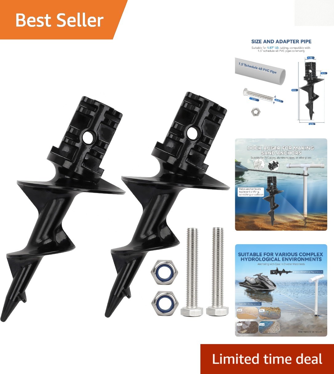Compact and Durable Dock Sand Anchor for Secure Boat Mooring – 2 Pack