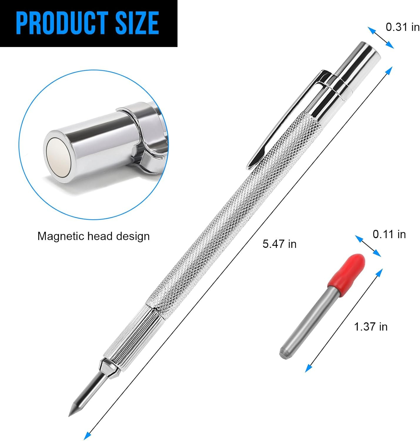2 Pack Tungsten Carbide Scriber with Magnet, with Extra 20 Replacement Marking