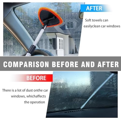 Windshield Cleaner Tool - Portable Car Interior Window Cleaning Kit with Orange