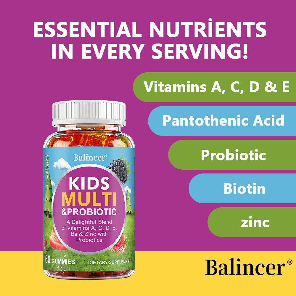 Kid Multi Probiotic Multivitamin With Vitamin A C D E B Zinc 60 Gummies