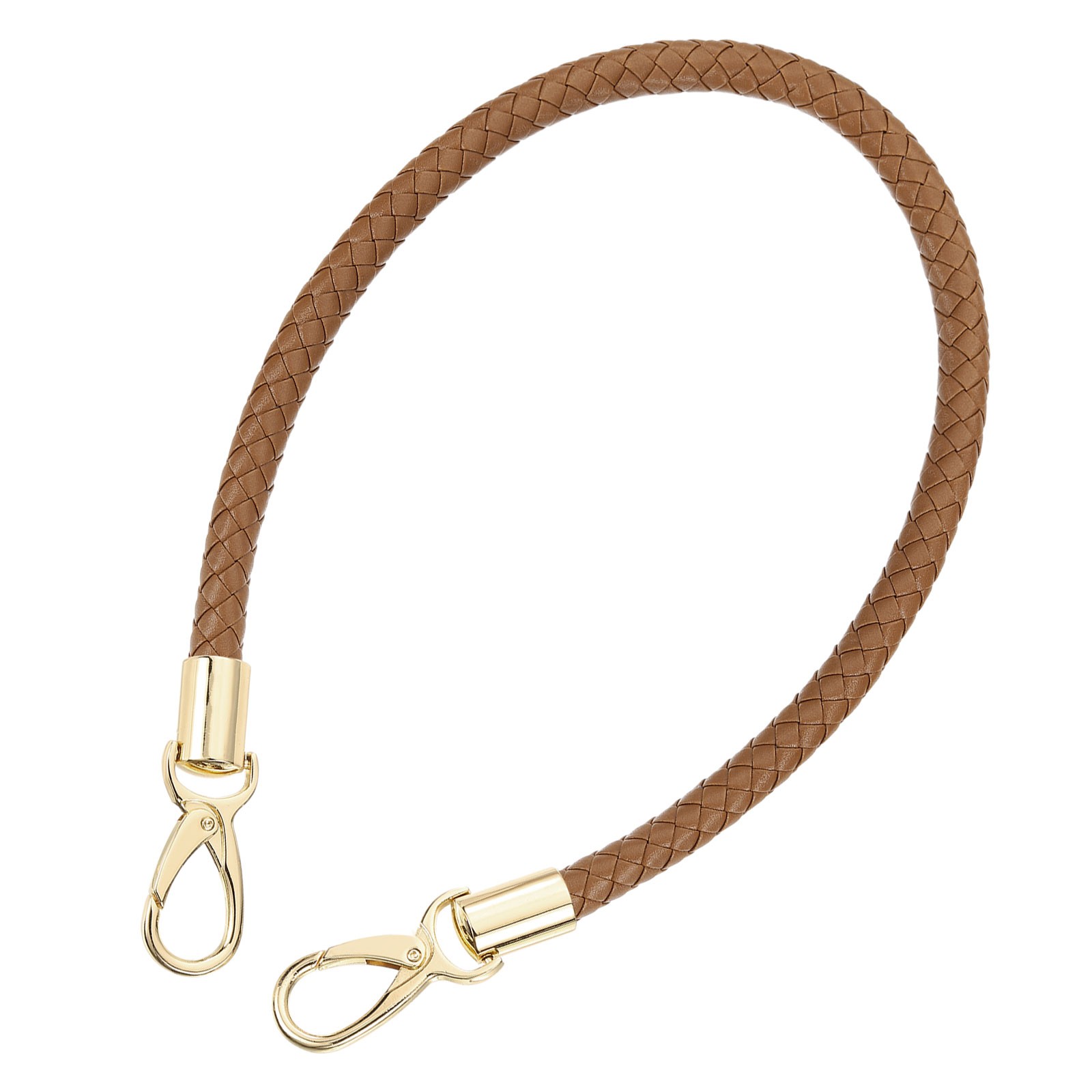 60cm Short Leather PU Braided Purse Replacement Handle - Coffee, Gold