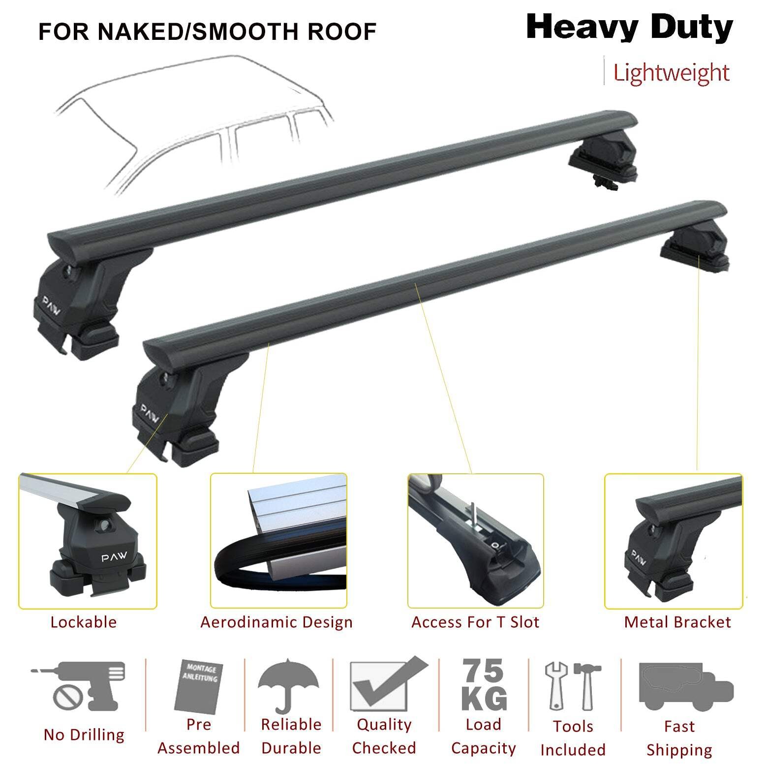For Nissan Frontier D40 2009-20021 Roof Rack Cross Bars Normal Roof Black