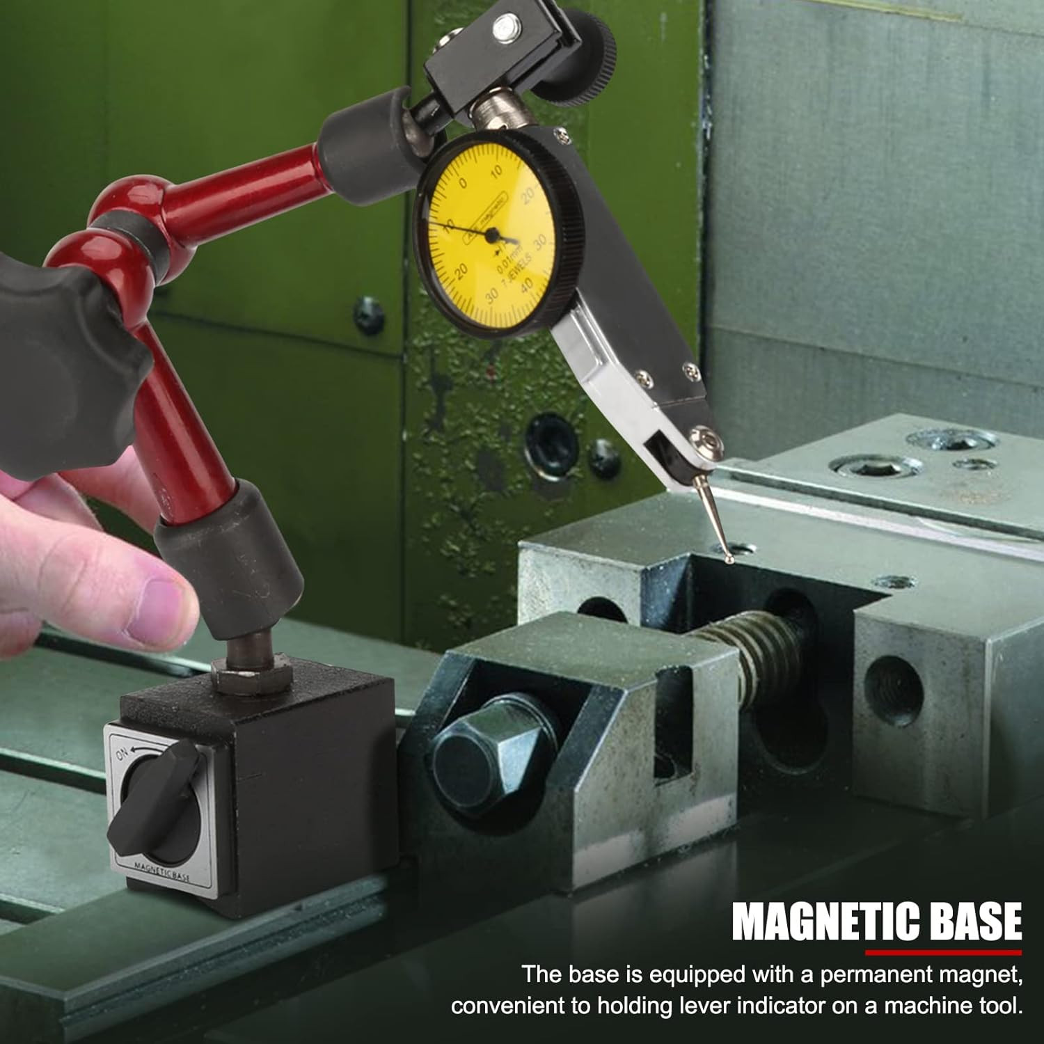 0 to 0.8Mm Lever Type Test Indicator with Magnetic Base Set, 32Mm Dial Diameter