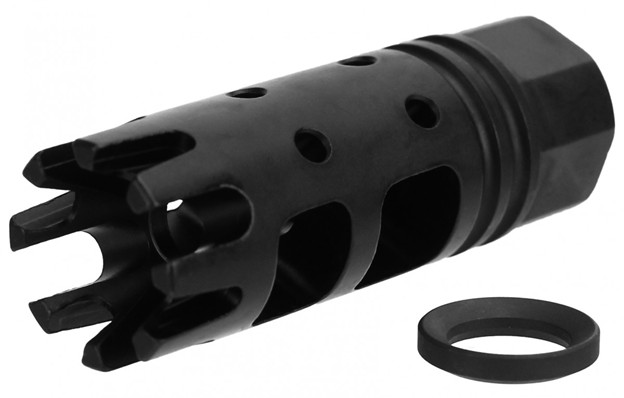 9mm Crown Muzzle Brake 1/2-28 TPI Nitride USA Made Nitride Steel + Crush Washer