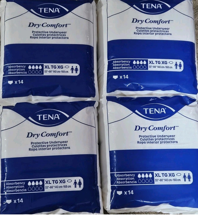 4 Packs Of 14 Tena Dry Comfort Adult Protective Underwear XL  Box of 56 CRU-514