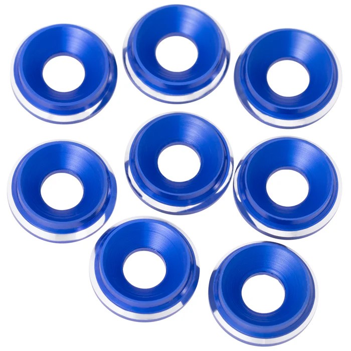 1Up Racing 820119 - 7075 LowPro M3 Countersunk Washers, Dark Blue Shine (8)
