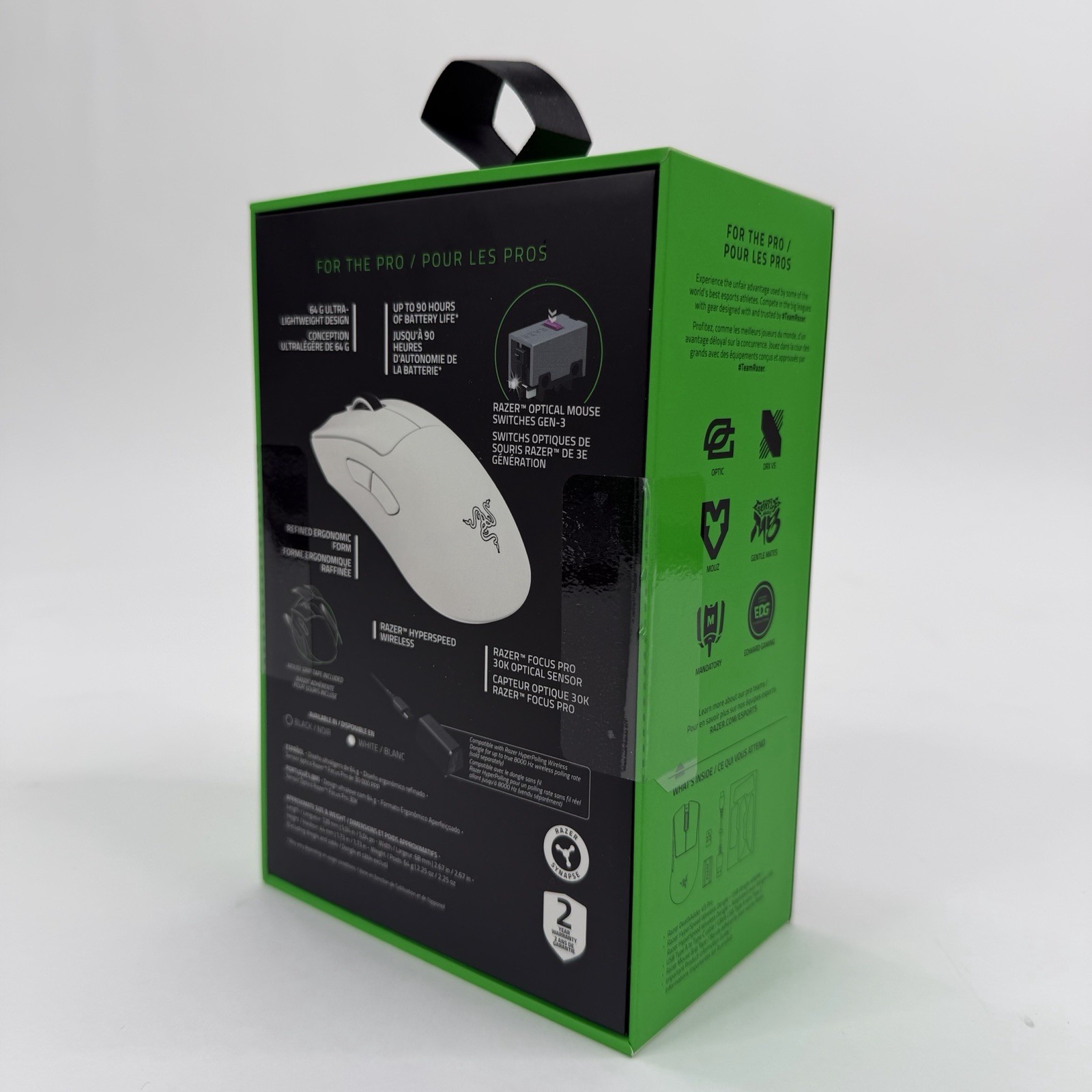 Razer DeathAdder V3 Pro Wireless Gaming Mouse, Fast Optical Switches (White)