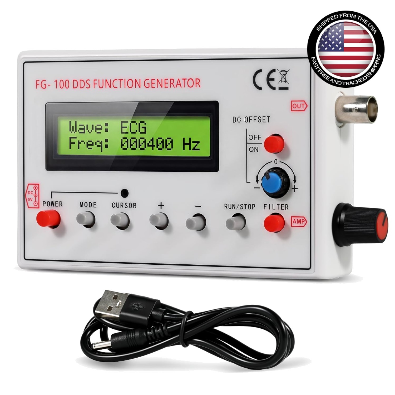 Signal Generator 500kHz Portable Frequency Synthesizer Audio Waveform Generator