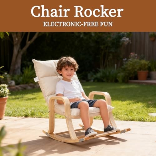 Kids' Recliners，Rocker and Stationary Options, Sensory Rocking Chair for Beige