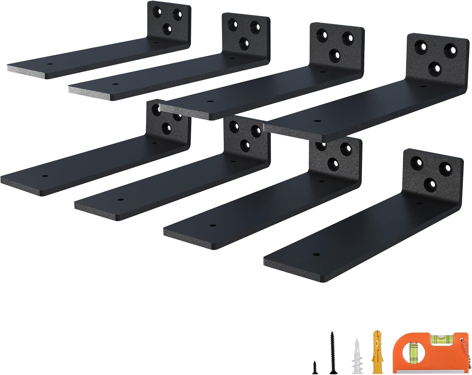 NEODROP 8-Pack 12 Inch Floating Shelf Brackets, Heavy Duty Hidden Shelves Bracke