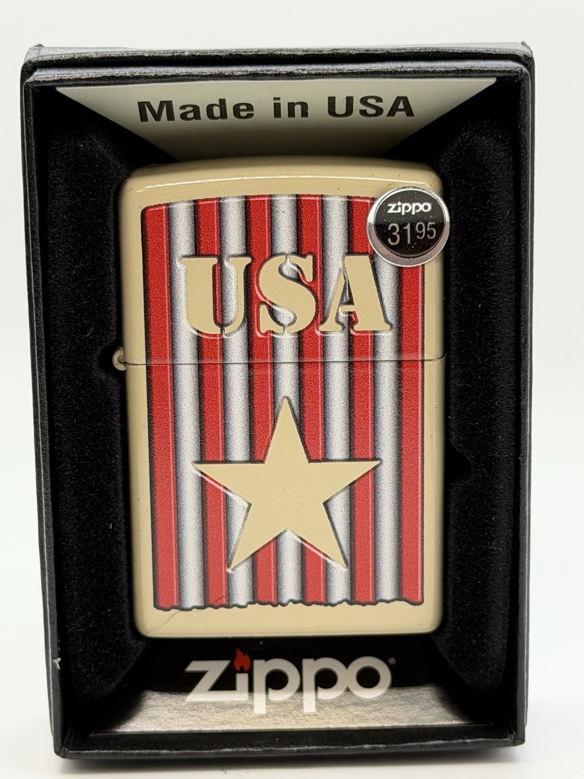 American USA Star Flag Flat Sand Zippo Lighter NEW 48204