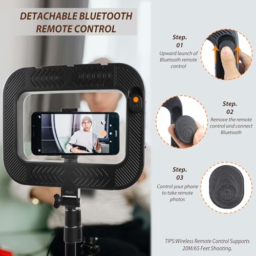 Smartphone Video Rig with Light, Handheld Ring Selfie Light Kit Mobile LED