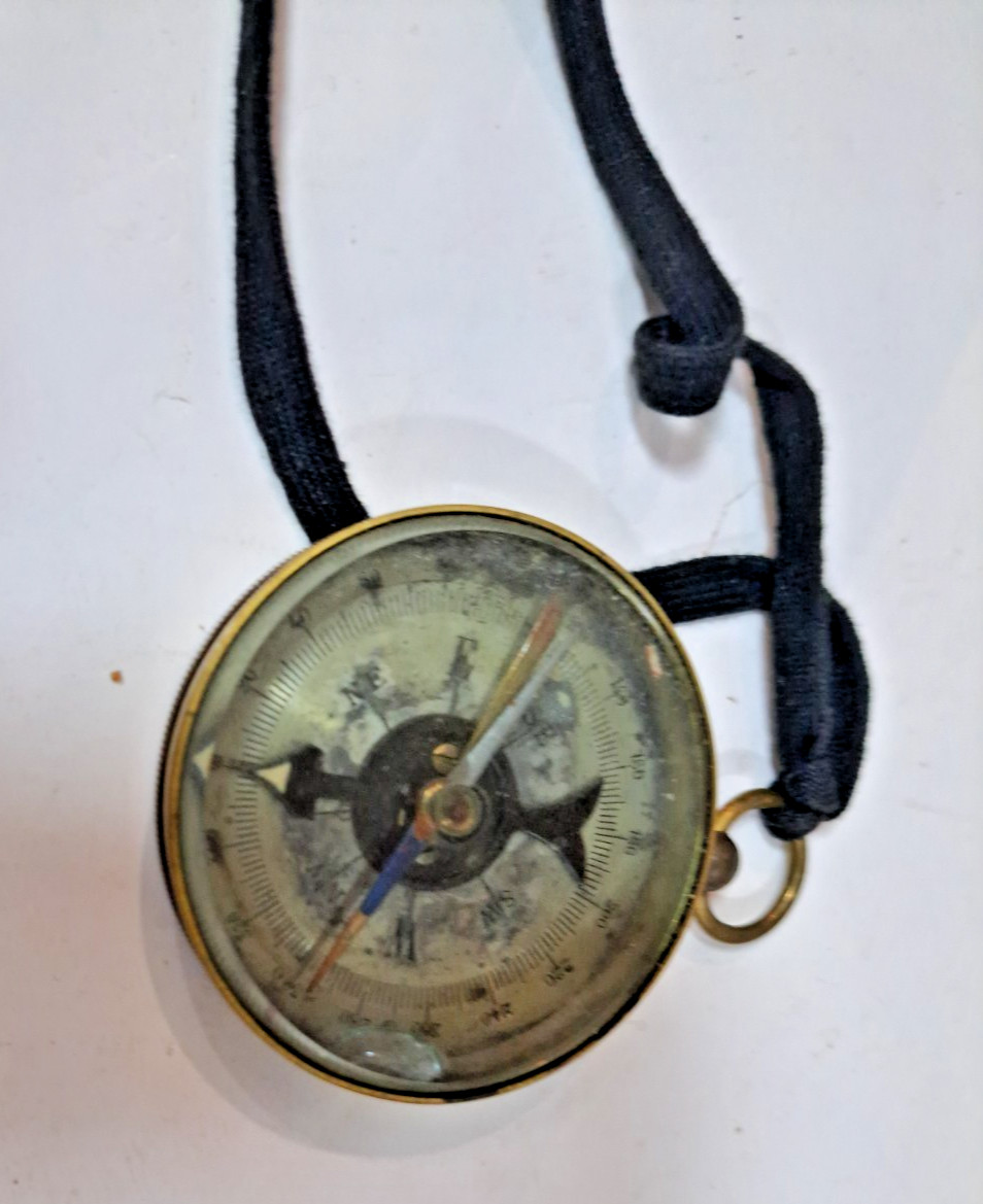 Vintage Antique Brass Pocket Compass Made In France Military Style