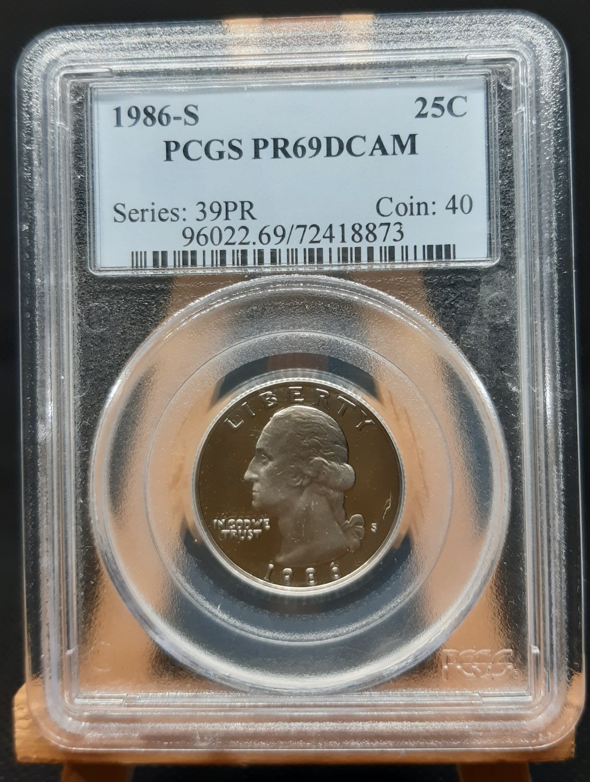 1986-S 25C Washington Quarter PCGS PR69DCAM Clad  #B75