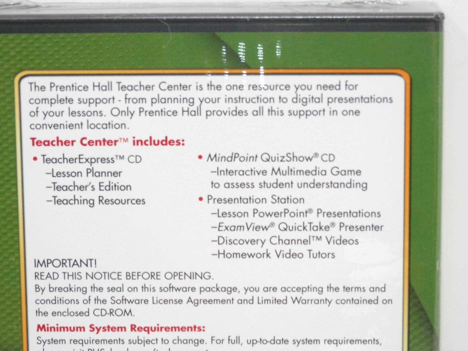 Prentice Hall Teachers Edition Algebra 1 CD-ROM Set + 5 Student Tutorials SEALED