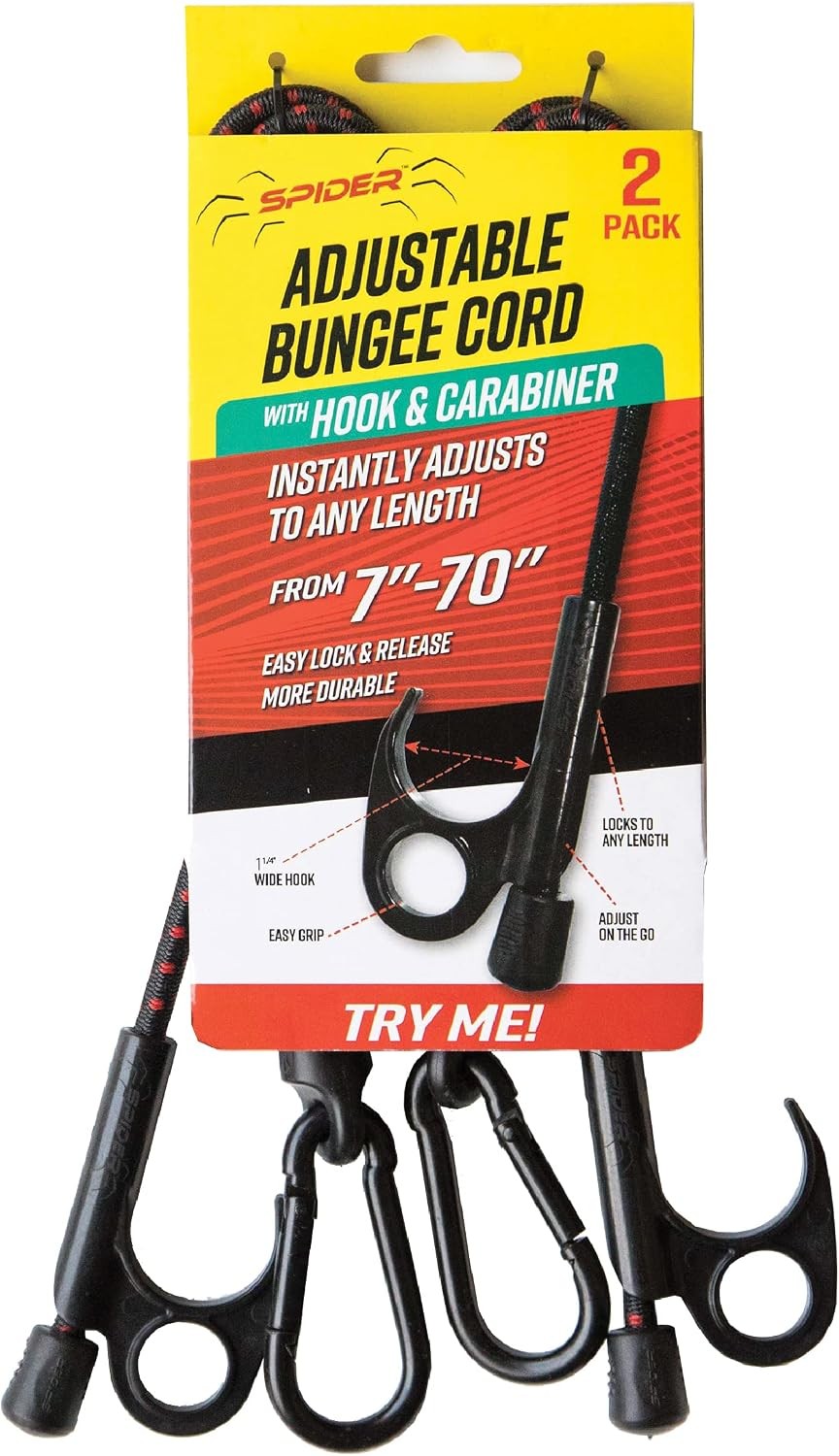 Adjustable Bungee Cord, Heavy Duty Straps with Hook for Outdoor Use