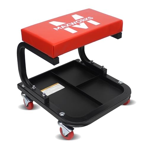 Mechanics Roller Seat, 250 LBS Capacity Padded Rolling Rolling Seat Creeper