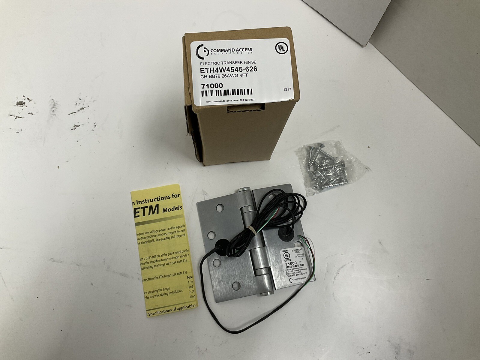 Command Access  ETH4W4545-626 Electric Transfer Hinge CH-BB79  26awg 4ft 71000