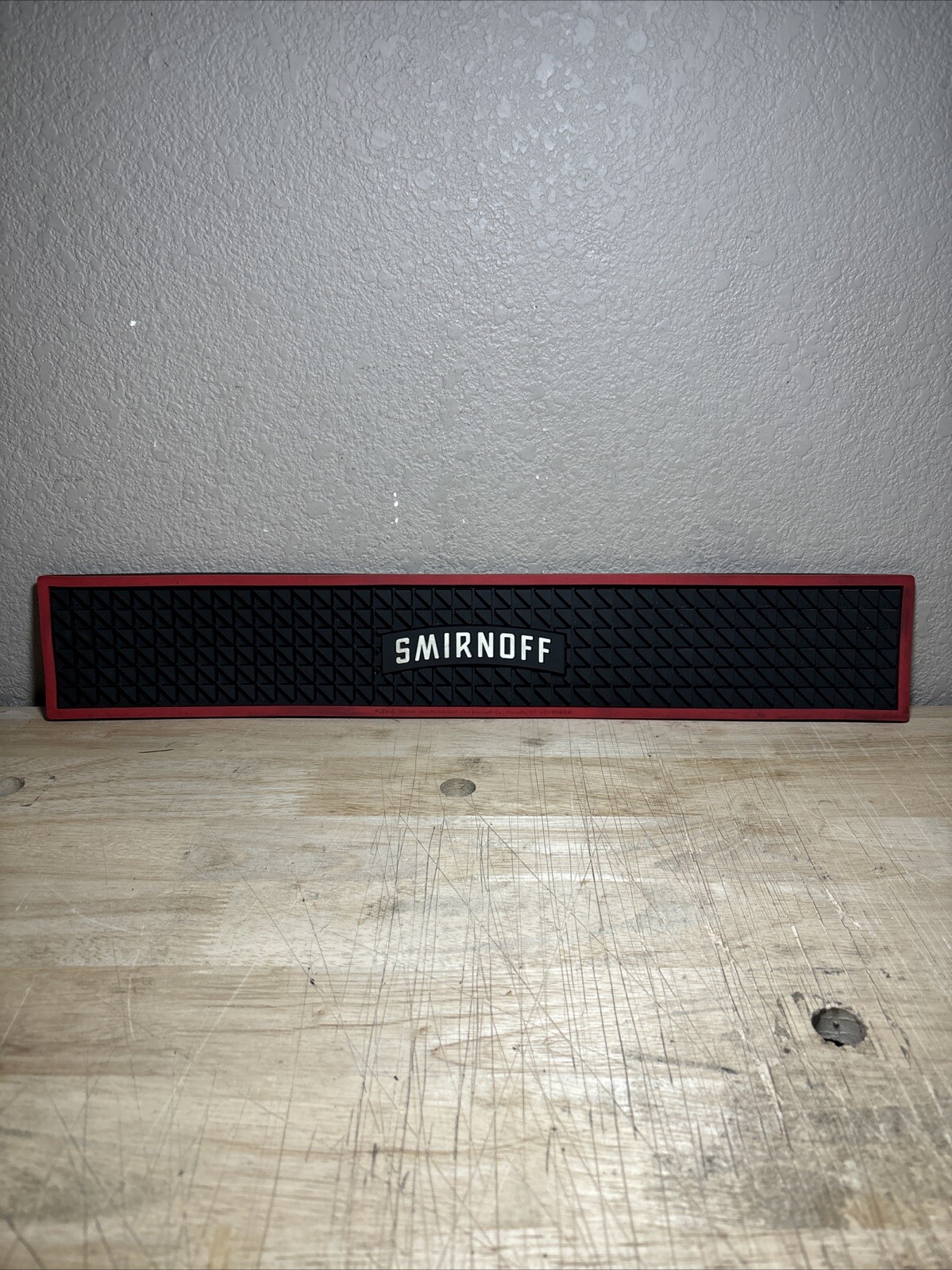 SMIRNOFF VODKA RUBBER RAIL BAR MAT RUNNER 21 X 3 1/2 INCHES NEW!