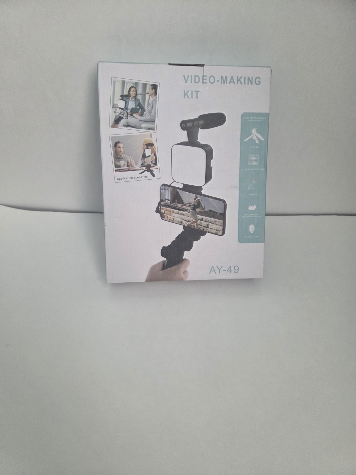 AY-49 Video Tripod Kit for Smartphone with LED Flash, Microphone, Remote Control