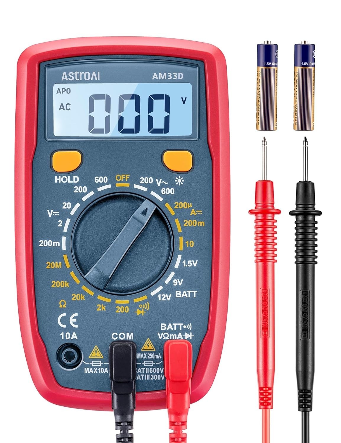 Digital Multimeter Tester 2000 Counts with DC AC Voltmeter and Ohm Volt Amp Mete