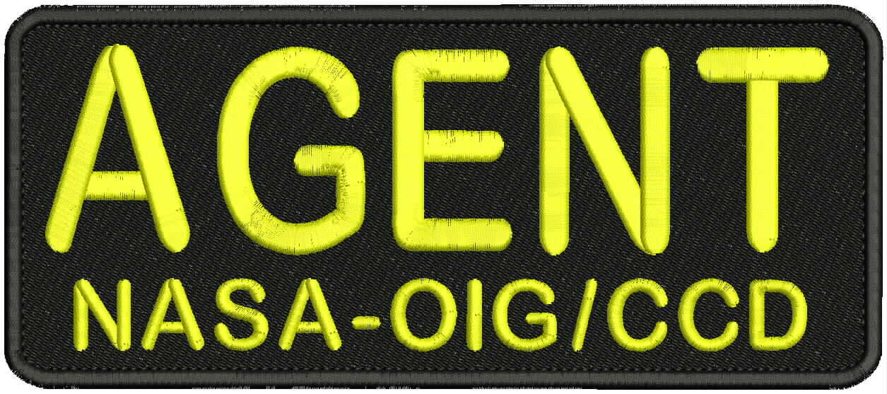 AGENT N OIG CCD  EMBROIDERY PATCH 4X10  HOOK ON BACK BLACK/YELLOW