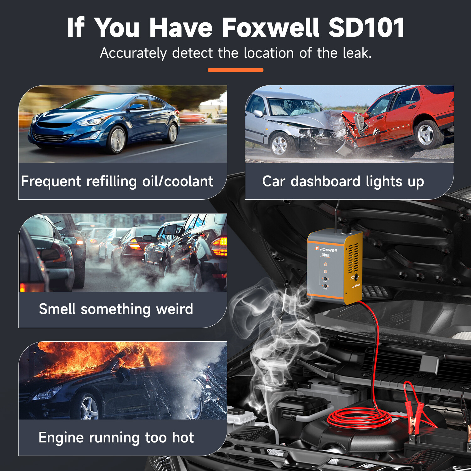 FOXWELL EVAP Smoke Machine Car Leak Detector Pipe Smog Tester Diagnostic Tool