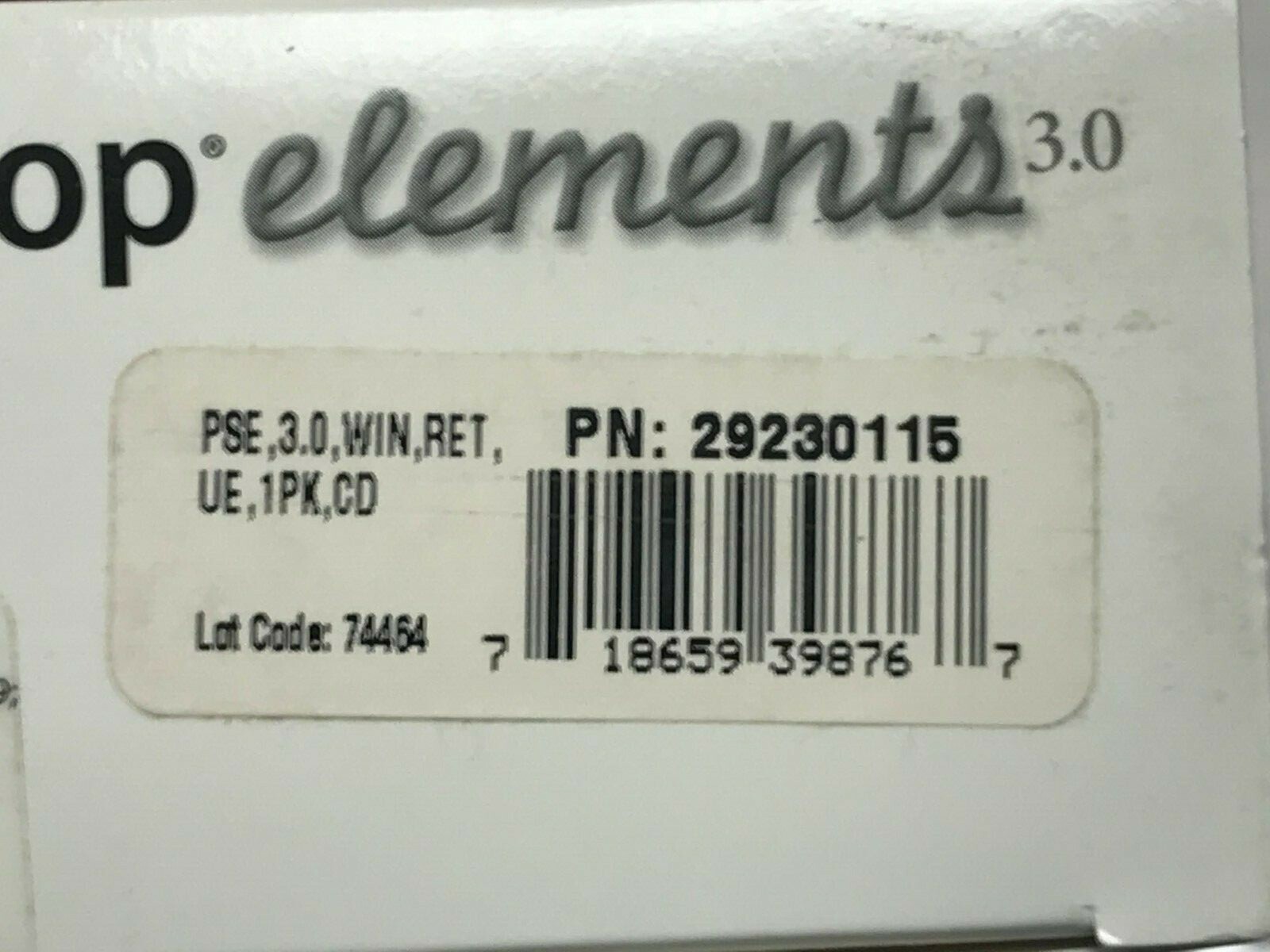 Photoshop Elements 3.0 w/ Serial Number Windows; 29230115 CD ORIGINAL