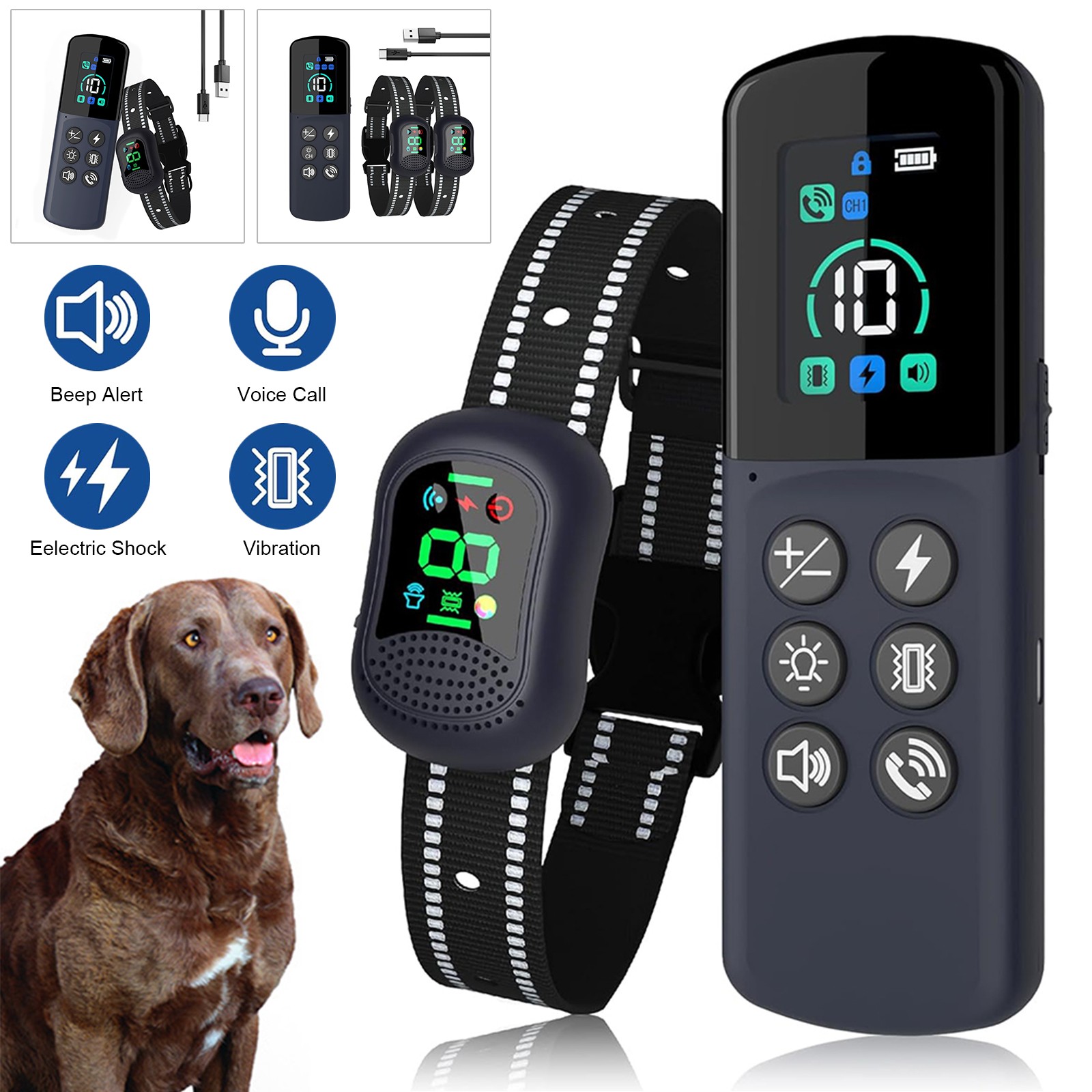 6500 FT Remote Dog Shock Training Collar Rechargeable Waterproof Pet Trainer